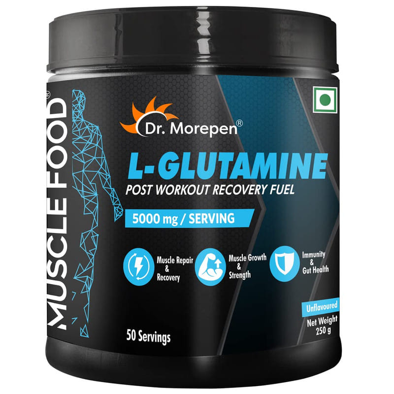 DR. MOREPEN Muscle Food L-Glutamine, Post Workout Supplement for Muscle Recovery & Growth, Unflavoured - 250g