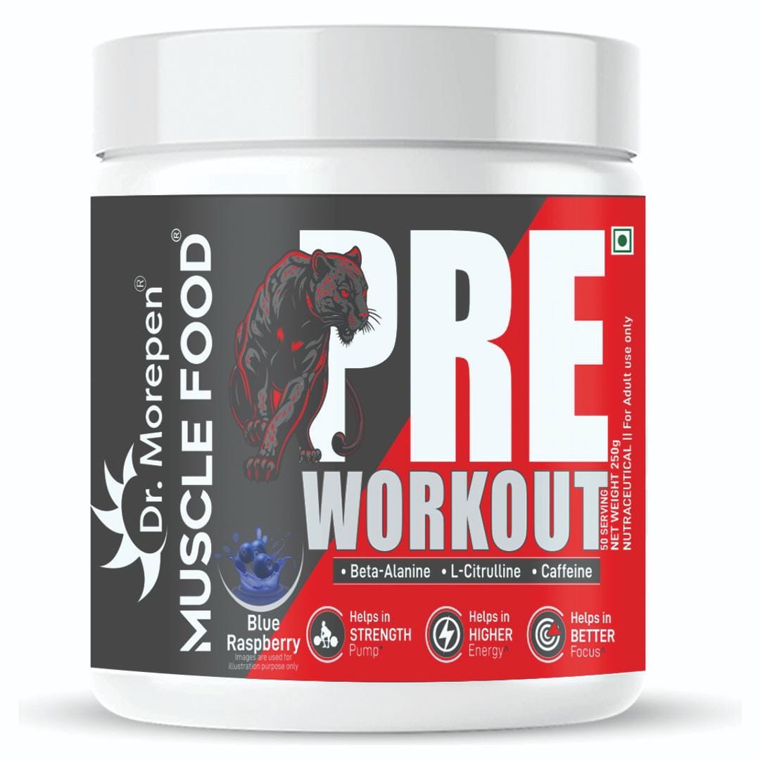 Dr. Morepen Muscle Food Pre Workout Blue Raspberry - 250 g