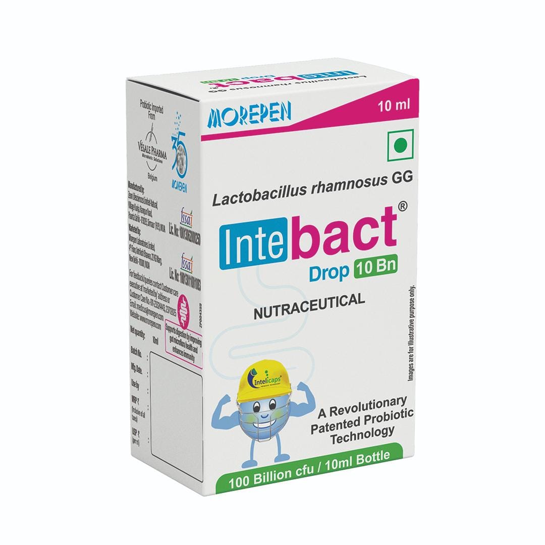 Morepen INTEBACT DROPS 10BN Probiotics Supplement for Digestive Health - 10 ml Pack