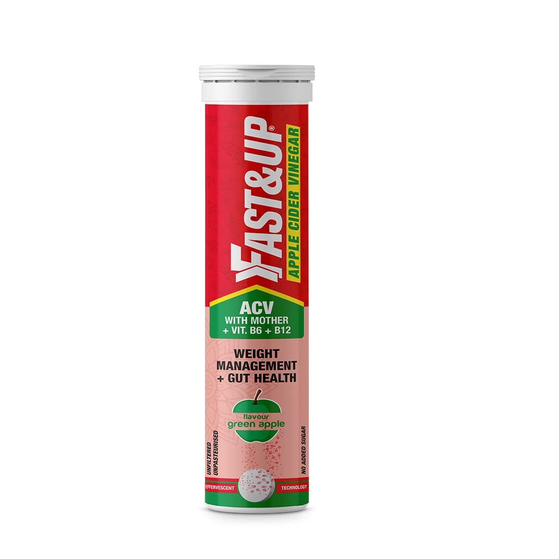 Fast & Up Apple Cider Vinegar with Mother Added Vitamin B6 & B12 Weight management & Gut Health Green Apple Flavor