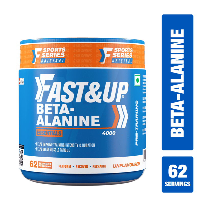 Fast & Up Beta-Alanine Essentials (250gms, 4gms per serving, 62 Servings) | Helps Increase Workout Capacity, Strength & Endurance | Helps Delay Muscle Fatigue