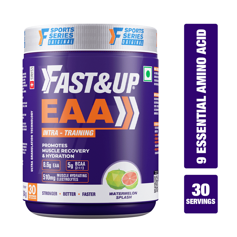 Fast & Up EAA Intra - Training/Workout drink (EAAx9) with BCAA+Electrolyte Blend+Vitamin Booster helps provide Muscle Recovery|Hydration|Performance 30 servings (Peach Ice Tea)