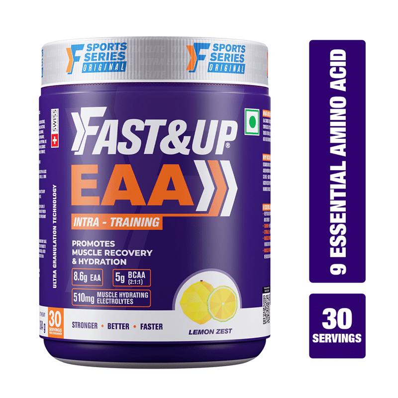 Fast & Up EAA Intra - Training/Workout drink Powder(EAAx9) with BCAA+Electrolyte Blend+ helps provide Muscle Recovery|Hydration|Performance All 9 Essential Amino Acid- 30 servings (Lemon Zes