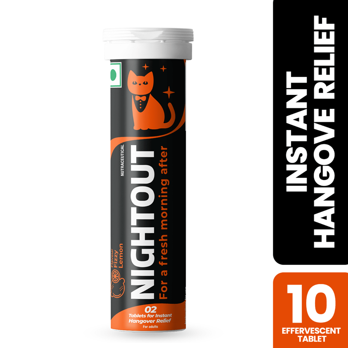 Fast&Up Nightout | Promotes Instant Hangover Relief,Rapid Hydration & Energy,Fizzy Lemon(10 tablets)