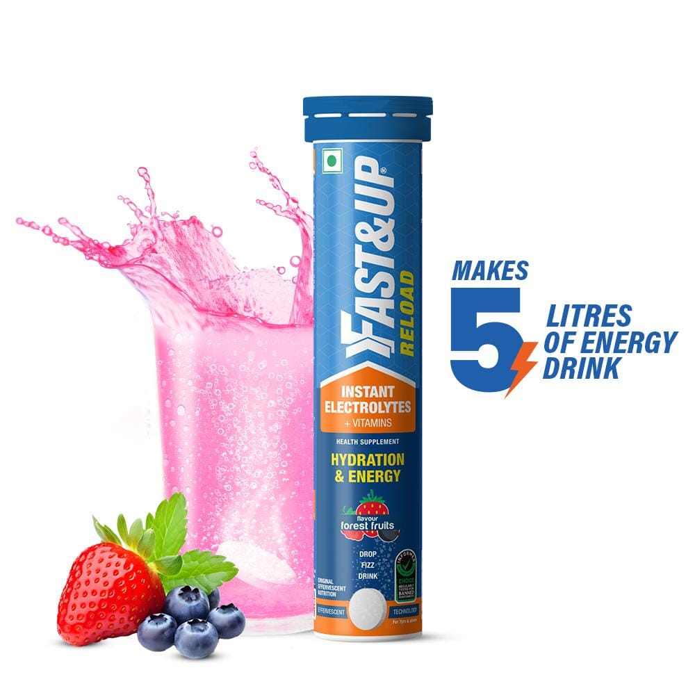 Fast & Up Reload Electrolytes For Hydration With Instant Energy Formula-Effervescent Tablets Energy Drink (20, Forest Fruit Flavored)