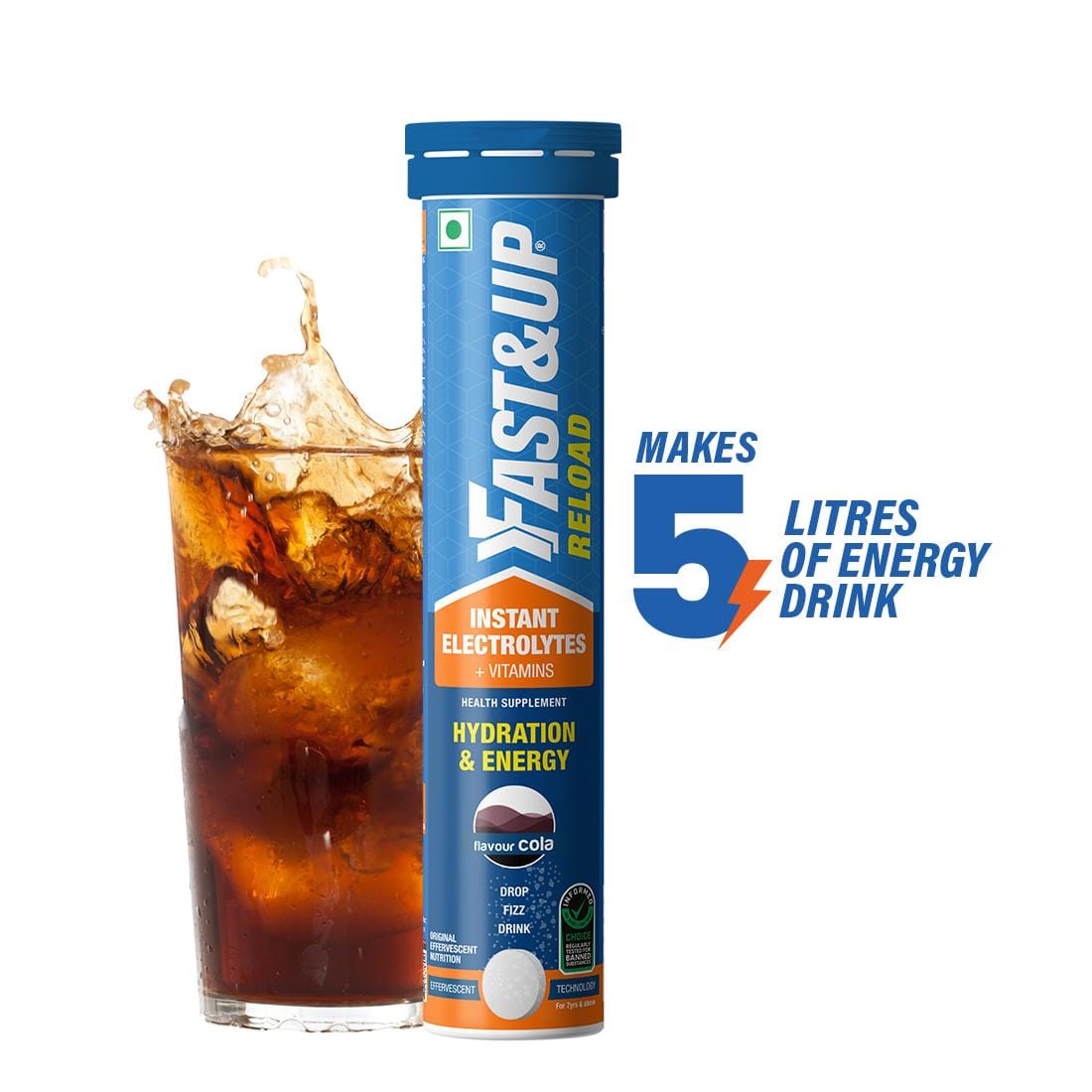 Fast & Up Reload Hydration & Energy Drink With Electrolytes - Effervescent Tablets - Cola (20 Tablets)