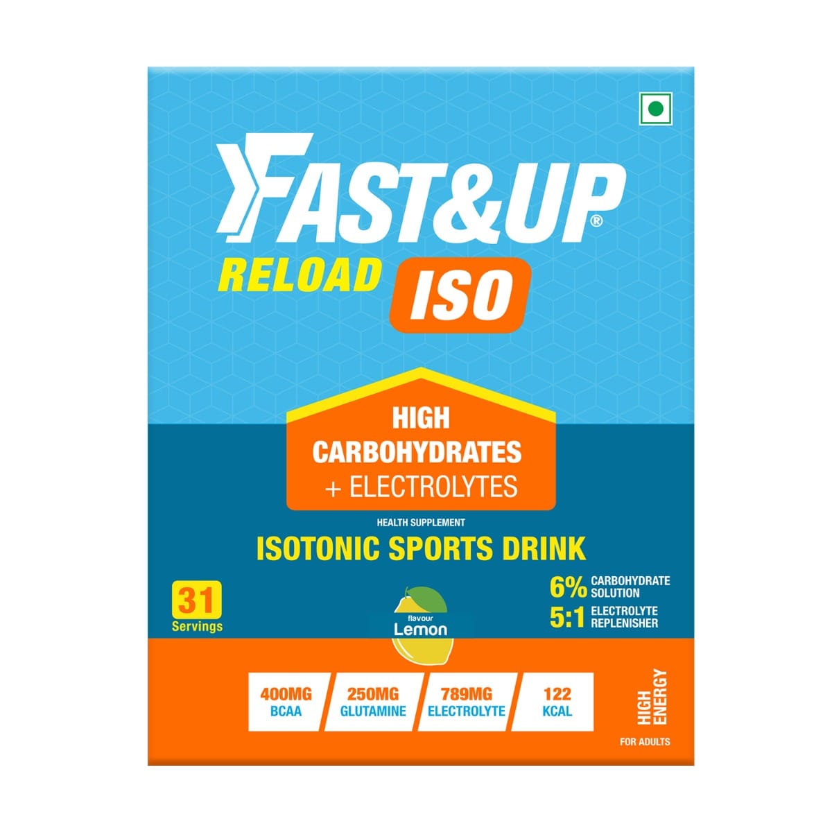 Fast & Up Reload Isotonic Energy Drink | Carbs + Electrolytes + Aminos | Restore, Replenish and Recover | 31 servings (Orange)