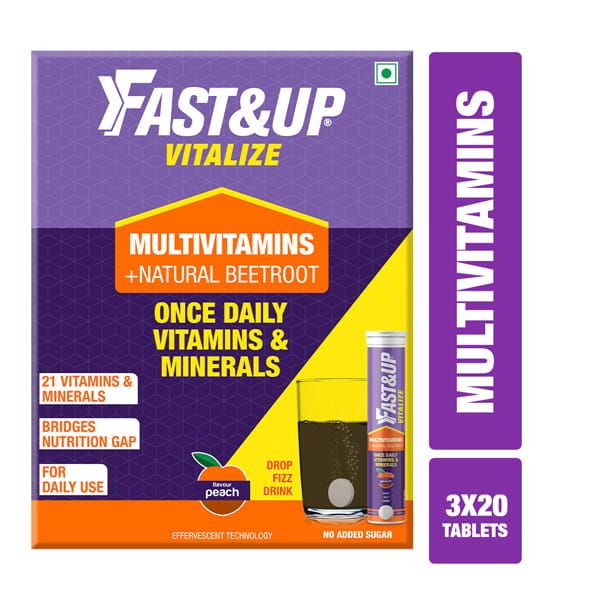 Fast & Up Vitalize Multivitamin For Men & Women-21 Vital Vitamins&Minerals For Daily Health (20 Tablets)