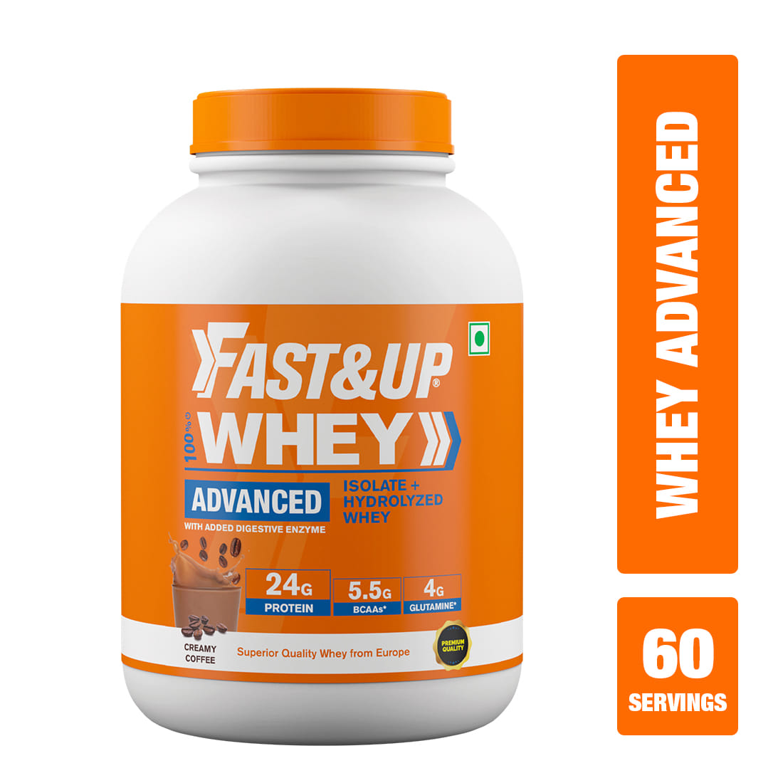 Fast & Up Whey Advanced,24g Protein with Isolate+Hydrolysed, Banned Substance Free Whey Protein (912 g, Rich Chocolate)