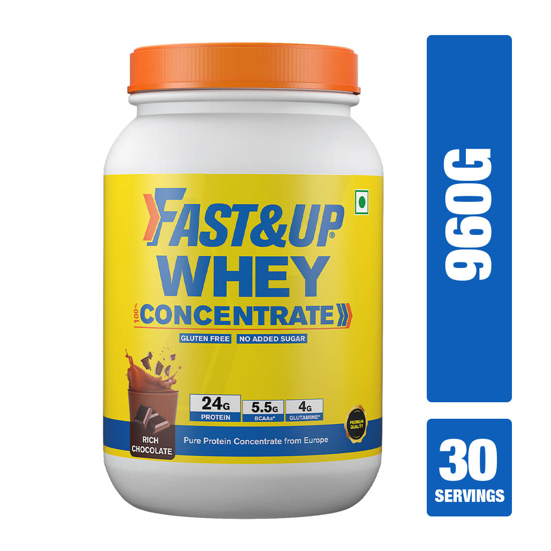 Fast & Up Whey Concentrate 24g Protein With 80% Pure, High Quality Concentrate-Grass Fed Whey Protein (960 g, Creamy Coffee)