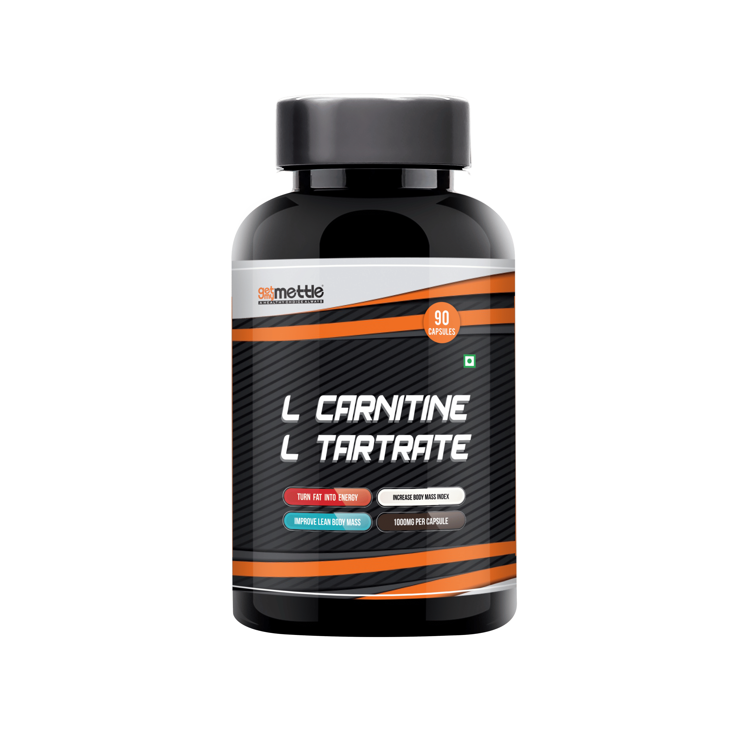 Getmymettle L-Carnitine Capsules L Tartrate Weight Loss Fat Burner Muscle Recovery Pre & Post Workout (1000 mg, 90 Capsules) 90caps