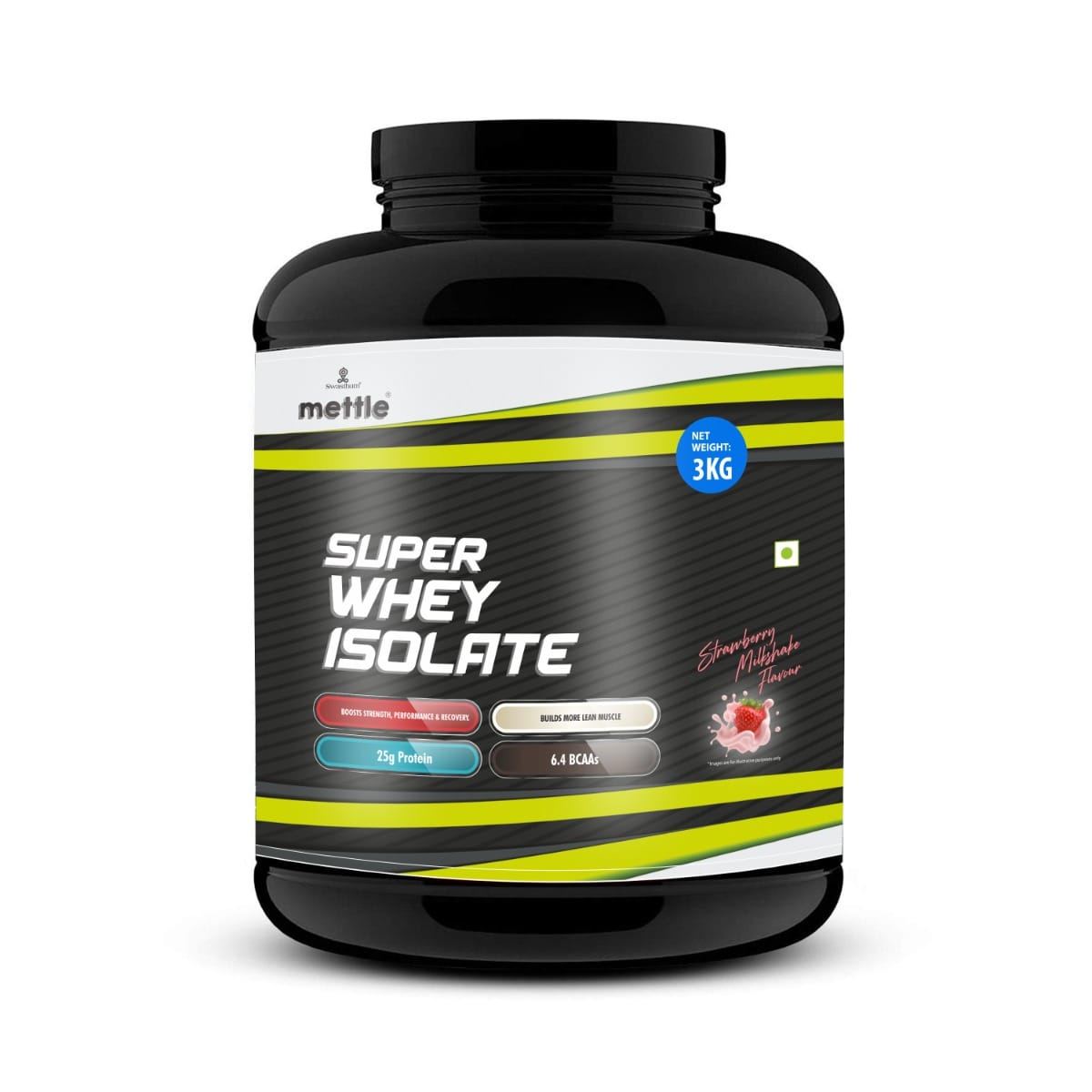 Getmymettle Super Whey Isolate with Whey Peptides, 25g Protein, 0g Sugar, 6.4g BCAA, 4g Glutamine, No Preservatives Mango 3kg