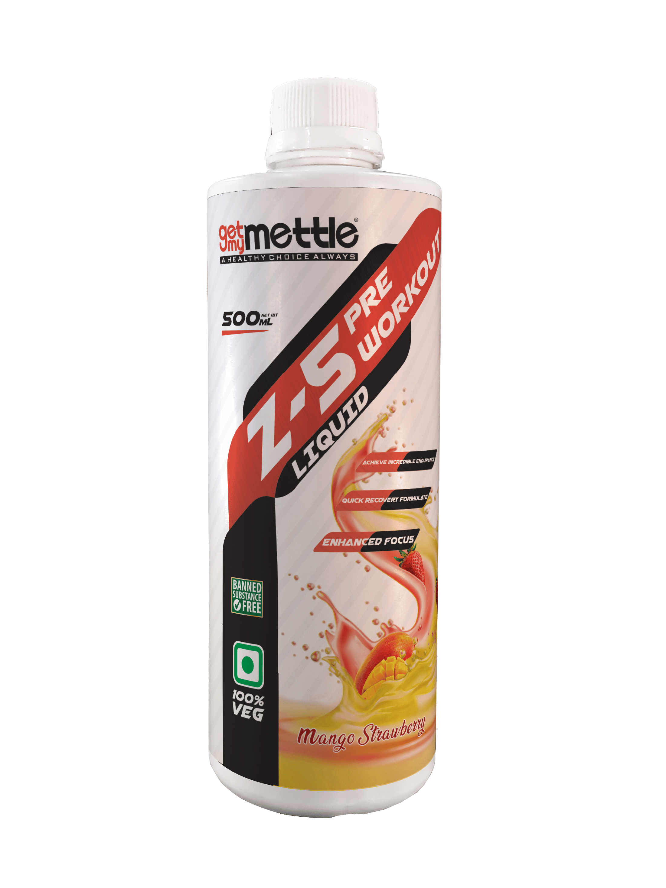 Getmymettle Z-5 Pre workout Liquid Mango Strawberry 500ml