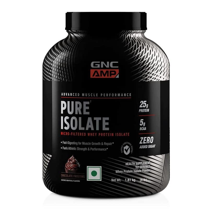 GNC AMP Pure Isolate Whey Protein | Boosts Athletic Performance | Increases Strength | Promotes Muscle Growth | Formulated In USA | Micro-Filtered | 25g Protein | 5g BCAA | 4 lbs