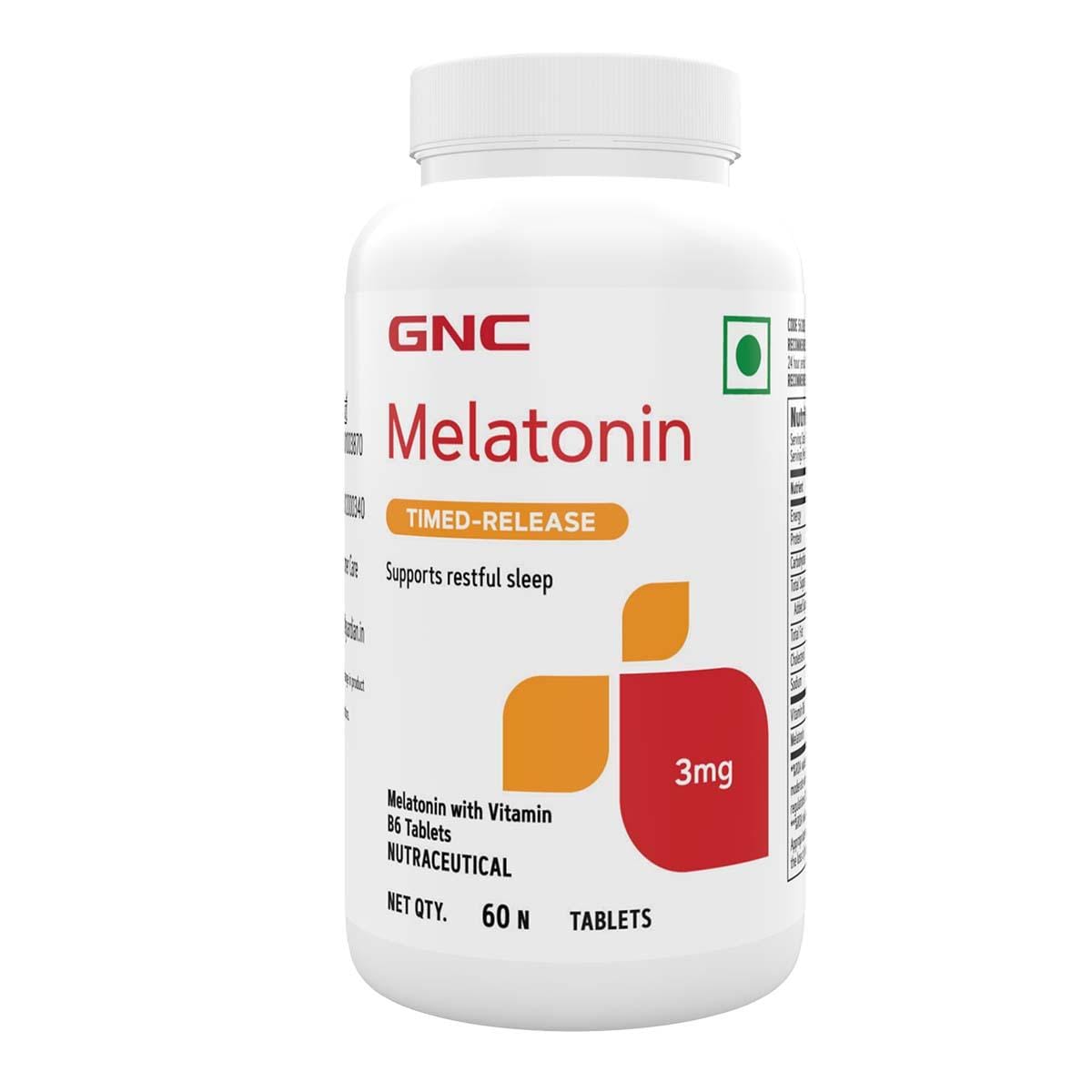 GNC Melatonin Timed Release With Vitamin B6 | Maintains Healthy Sleep Cycle | Ensures Undisturbed Sleep | Improves Mood | Helps in Relaxation | Formulated in USA | 3mg Per Serving | 60 Table