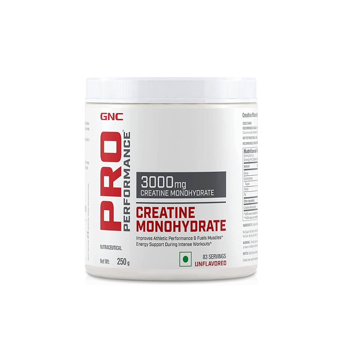 GNC Pro Performance Creatine Monohydrate 3000mg (250gm) (Unflavored) - Pack of 2