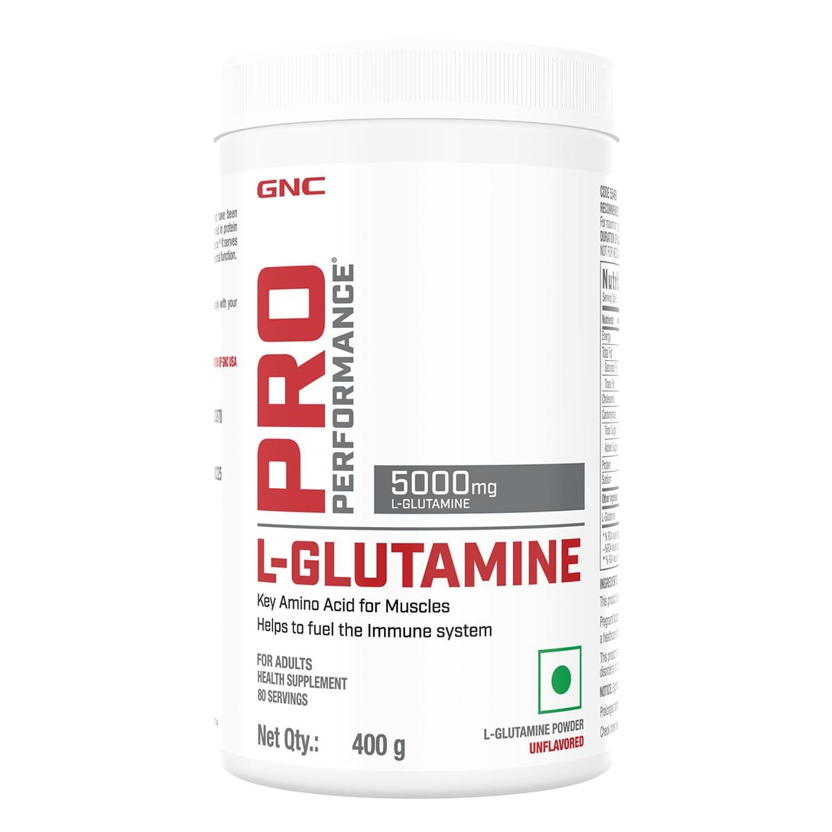 GNC Pro Performance L-Glutamine 5000 mg | Key Amino Acid For Faster Recovery | Boosts Immunity | Supports Intestinal Function | Lactose Free | Zero Gluten | Formulated in USA | Unflavoured |