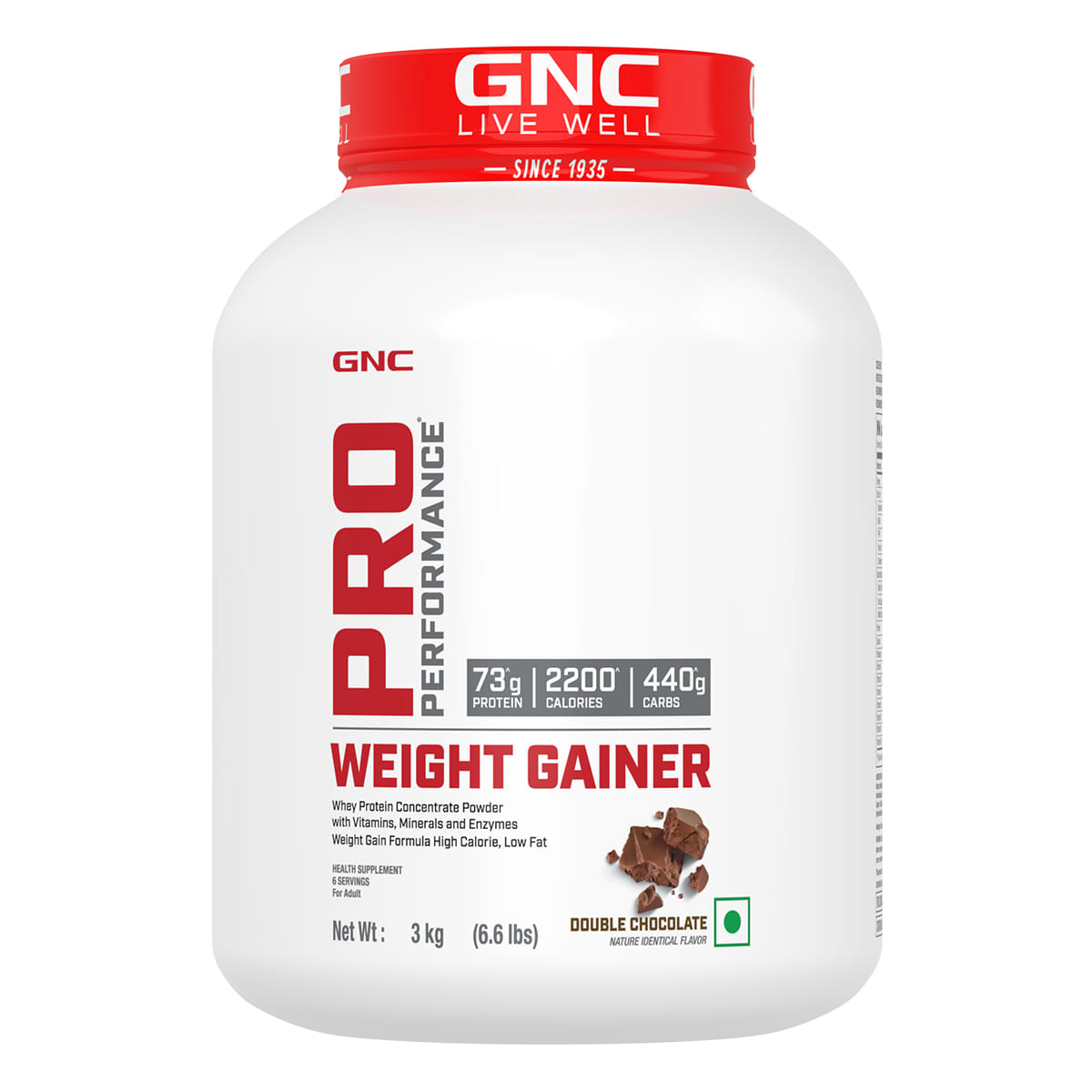 GNC Pro Performance Weight Gainer | Healthy Body Gains | Reduces Muscle Breakdown | Boosts Metabolism | Formulated In USA | 73g Protein | 440g Carbs | 2200 Cal | 3 Kg