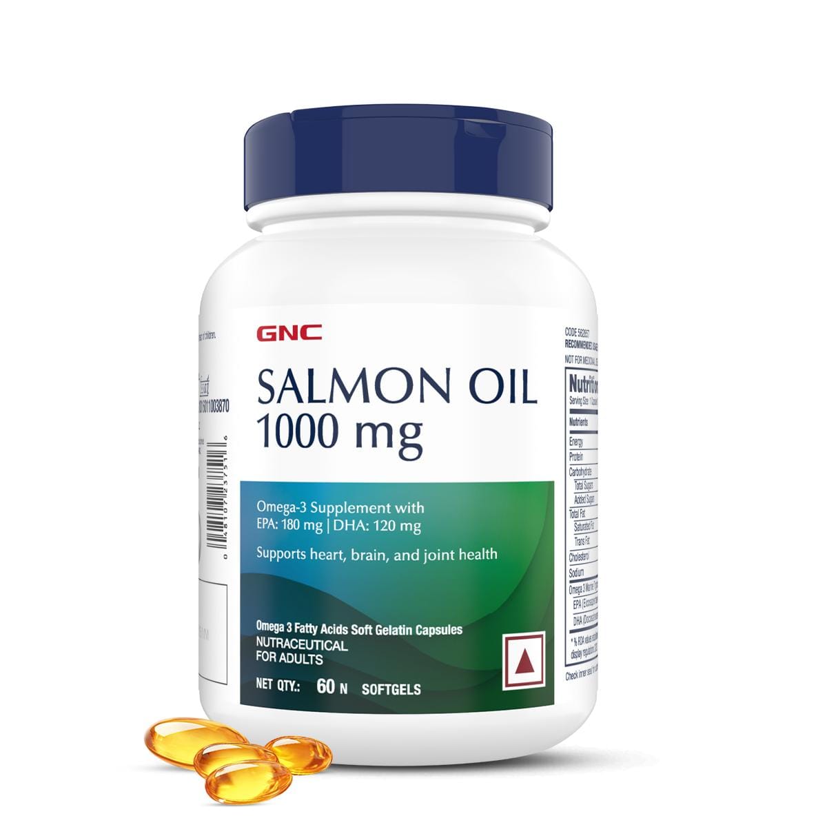 GNC Salmon Oil for Men & Women | Rich Omega-3s with EPA & DHA | Relieves Joint Ache | Supports Memory | Protects Eye Health | Formulated in USA | 60 Softgels
