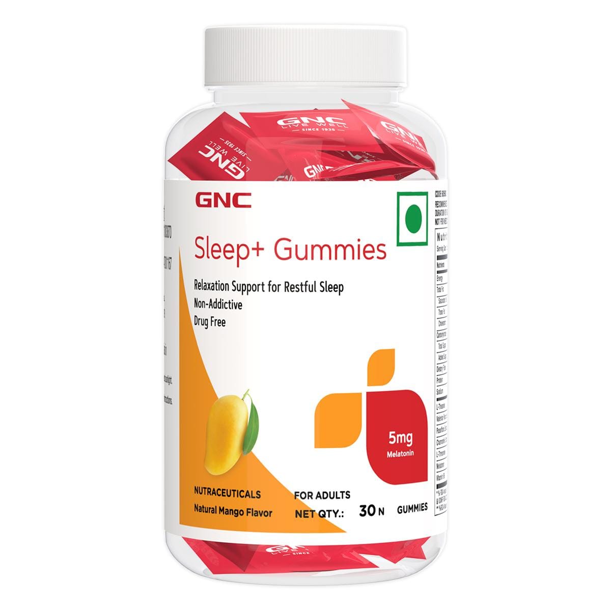 GNC Sleep+ Gummies | 30 Gummies | Induces Sleep Within Minutes | Promotes Deep Sleep | Helps Stay Asleep For Longer | Calms Brain & Relaxes Nerves | Prevents Next-Day Drowsiness | Mango Flav