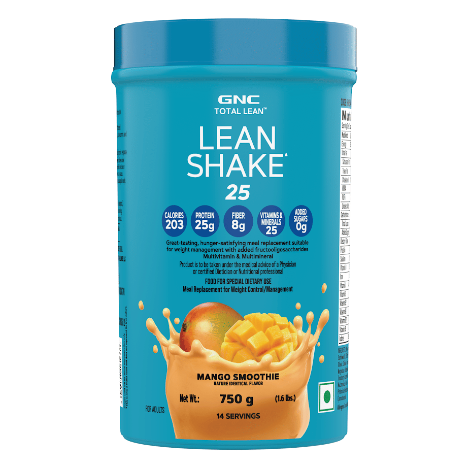 GNC Total Lean Shake 25 | 750 gm | 14 Servings | Supports Weight-Loss Efforts | Helps Control Appetite | Sustains Lean Muscle Profile | 25g Protein | 8g Fibre | No Added Sugar | Mango