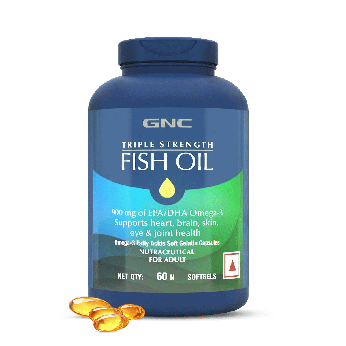 GNC Triple Strength Fish Oil Omega 3 Capsules for Men & Women | Improves Memory | Protects Vision | No Fishy Aftertaste | Supports Family Health | USA Formulated | 240 Softgels