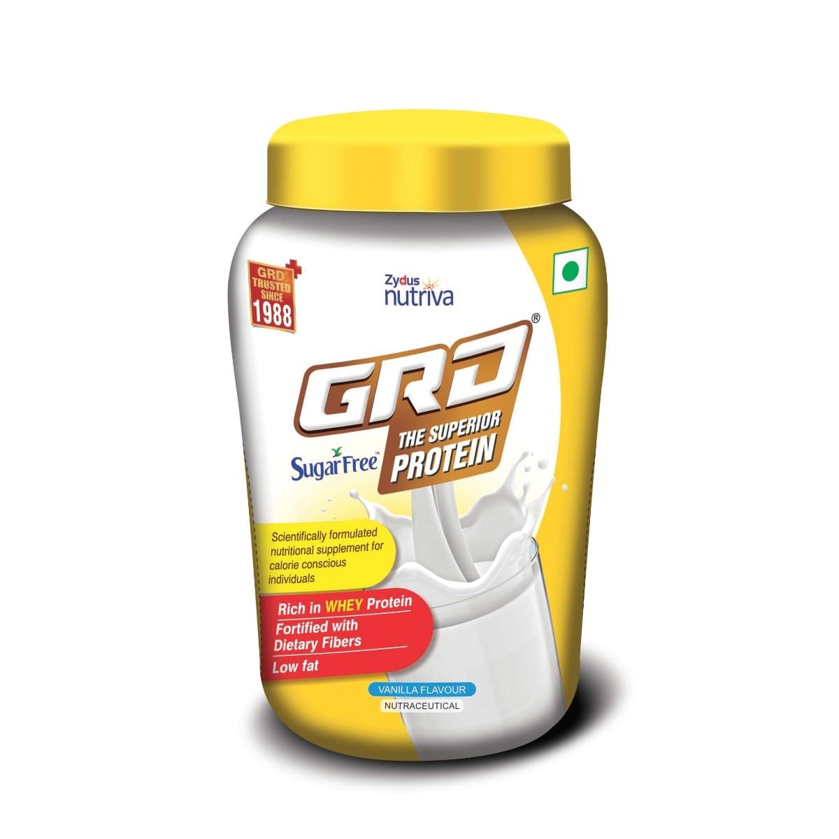 GRD Sugarfree - Low Fat, Superior Whey protein powder with 26 Essential Nutrients & High Fiber, 200g