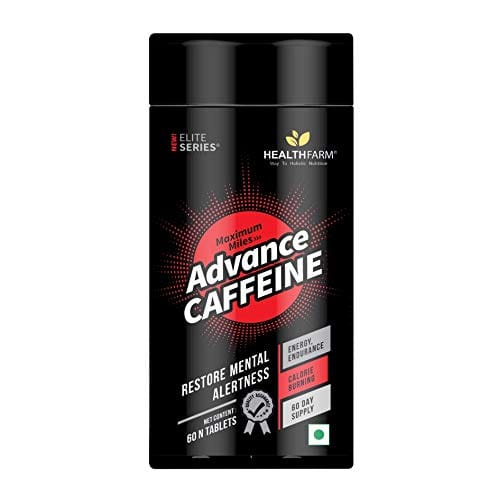 Healthfarm Caffeine 200 mg Pills - Fast Acting Energy Supplement for Men and Women | Improves Physical & Mental Focus, Stimulates Memory | Quick Energy Boost & Increases Metabolism -60 Table