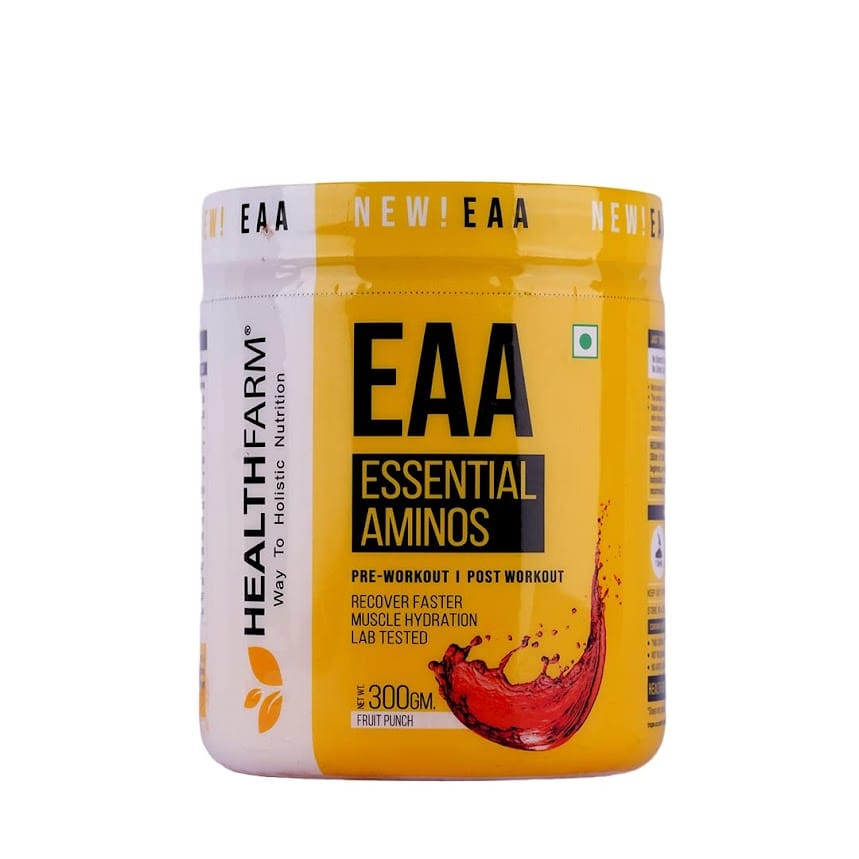 Healthfarm EAAs Essential Amino Acids Hydration | EAAs + BCAAs Powder | Muscle Recovery, Strength, Muscle Building, Endurance | 10G Essential Amino Acids - 30 Servings |300gm|Mango Twist