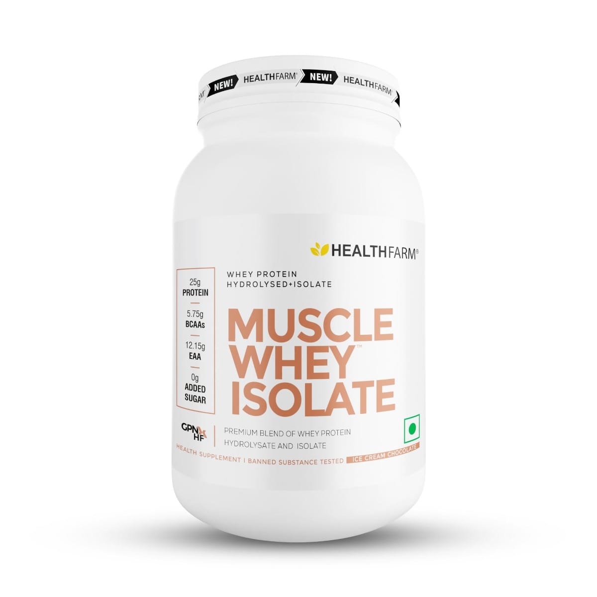 Healthfarm Muscle Whey Isolate Protein Powder, 100% Pure Isolate (Strawberry Delight, 2kg)