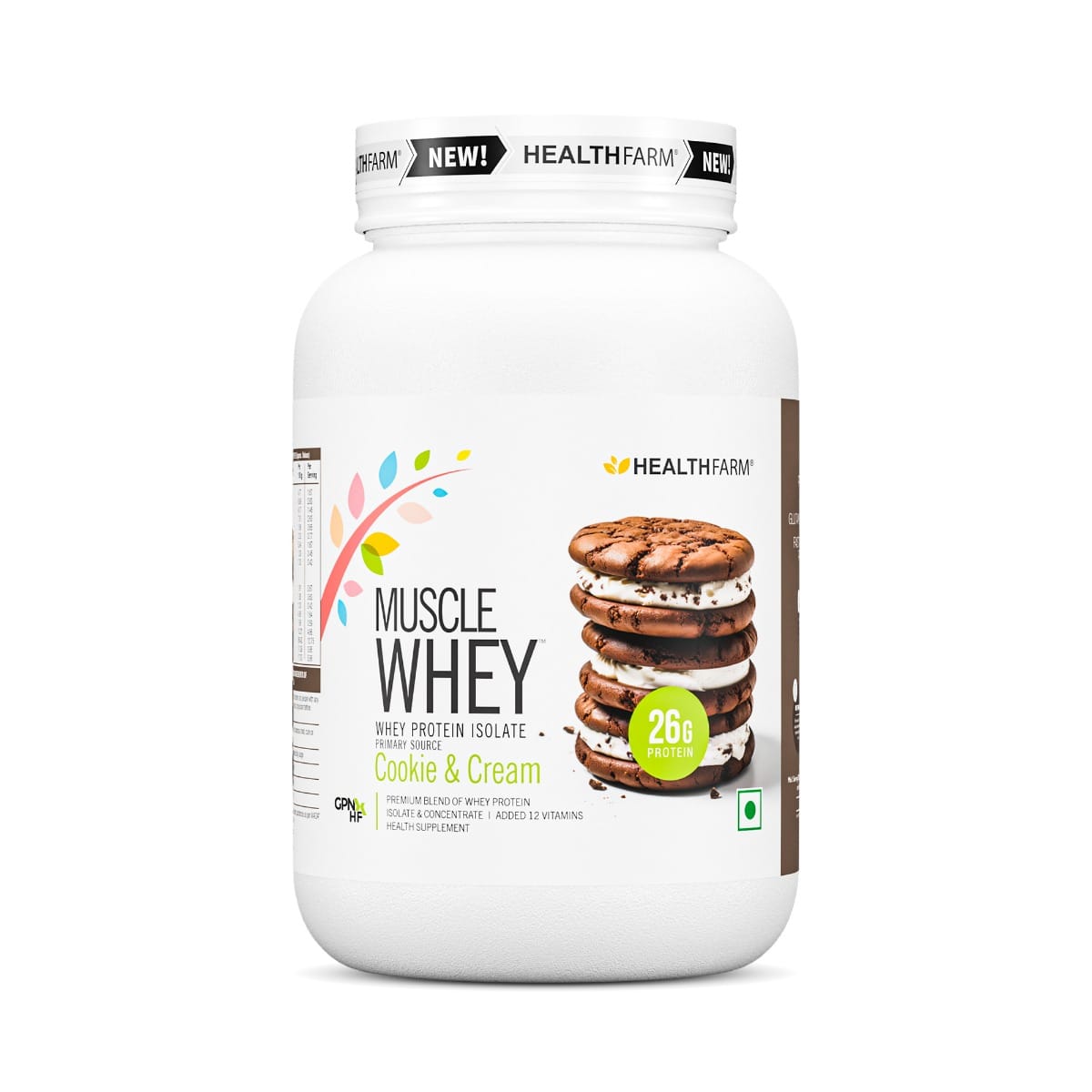 Healthfarm Muscle Whey protein (Cookies and Cream, 2kg)