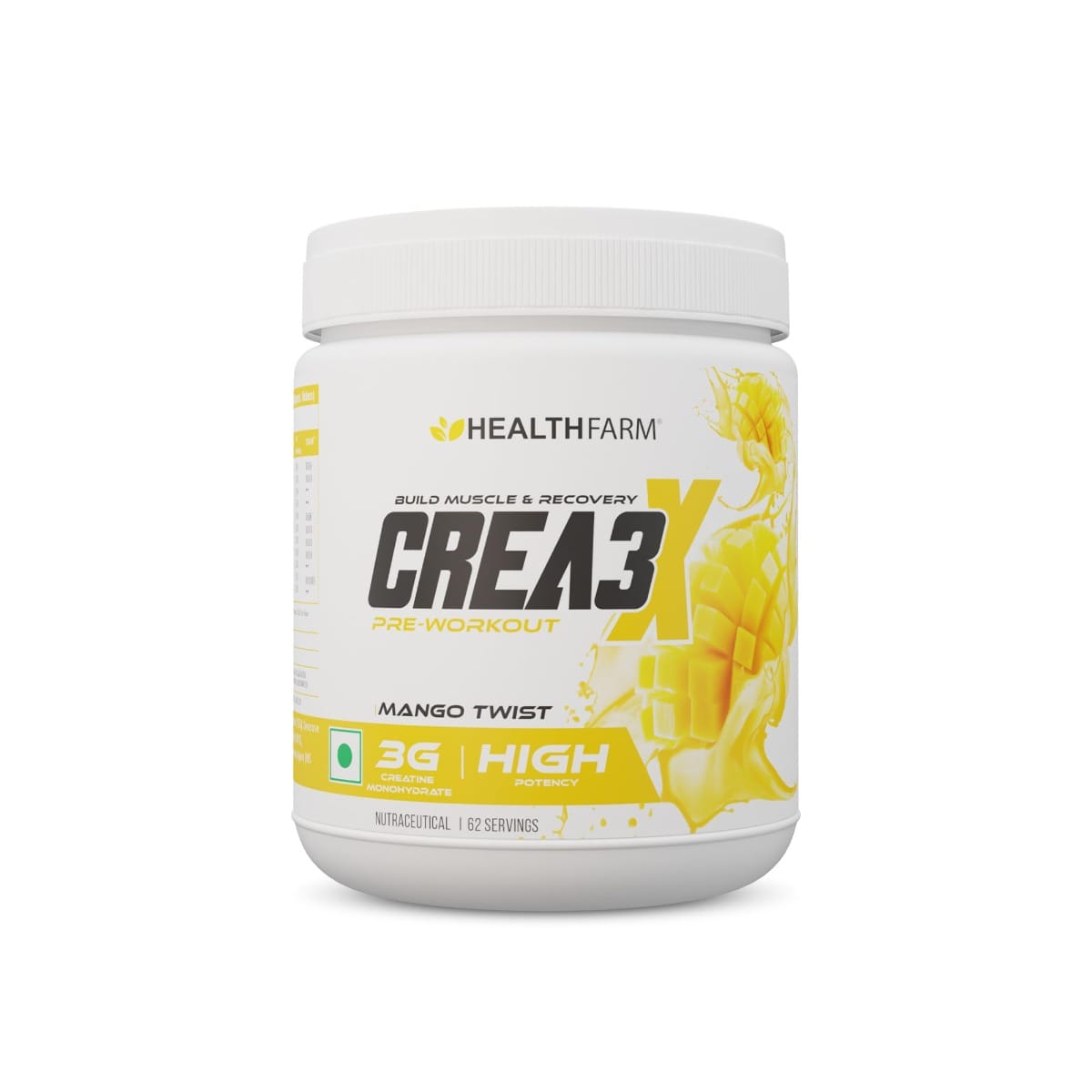 Healthfarm Crea3x Pre Workout Powder 250g 3g Creatine Monohydrate 62 Servings (250G FRUIT PUNCH)