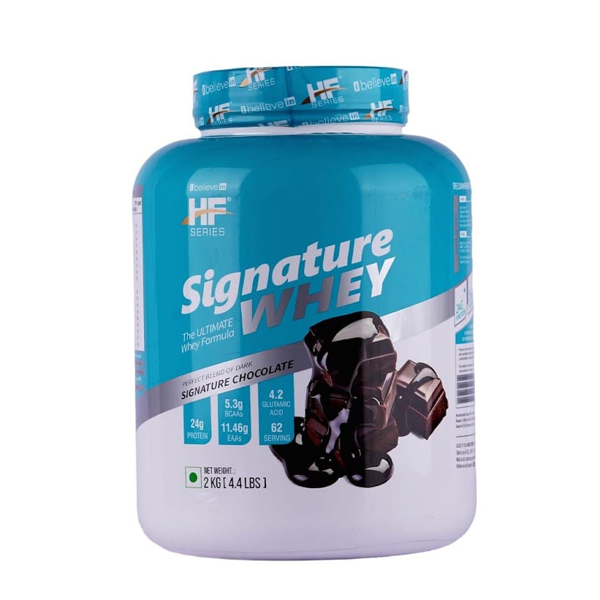 HF Series Signature Whey protein Powder|With added EAA and Glutamine|62 servings|Build Lean and Bigger Muscles|2Kg|Flavour-Signature Chocolate