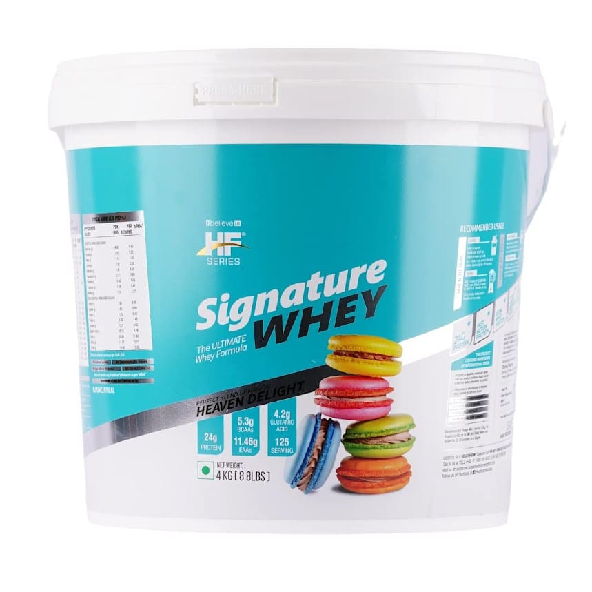 HF Series Signature Whey protein|With added EAA and Glutamine|125 SERVINGS|Build Lean and Bigger Muscles|4Kg (HEAVEN DELIGHT)
