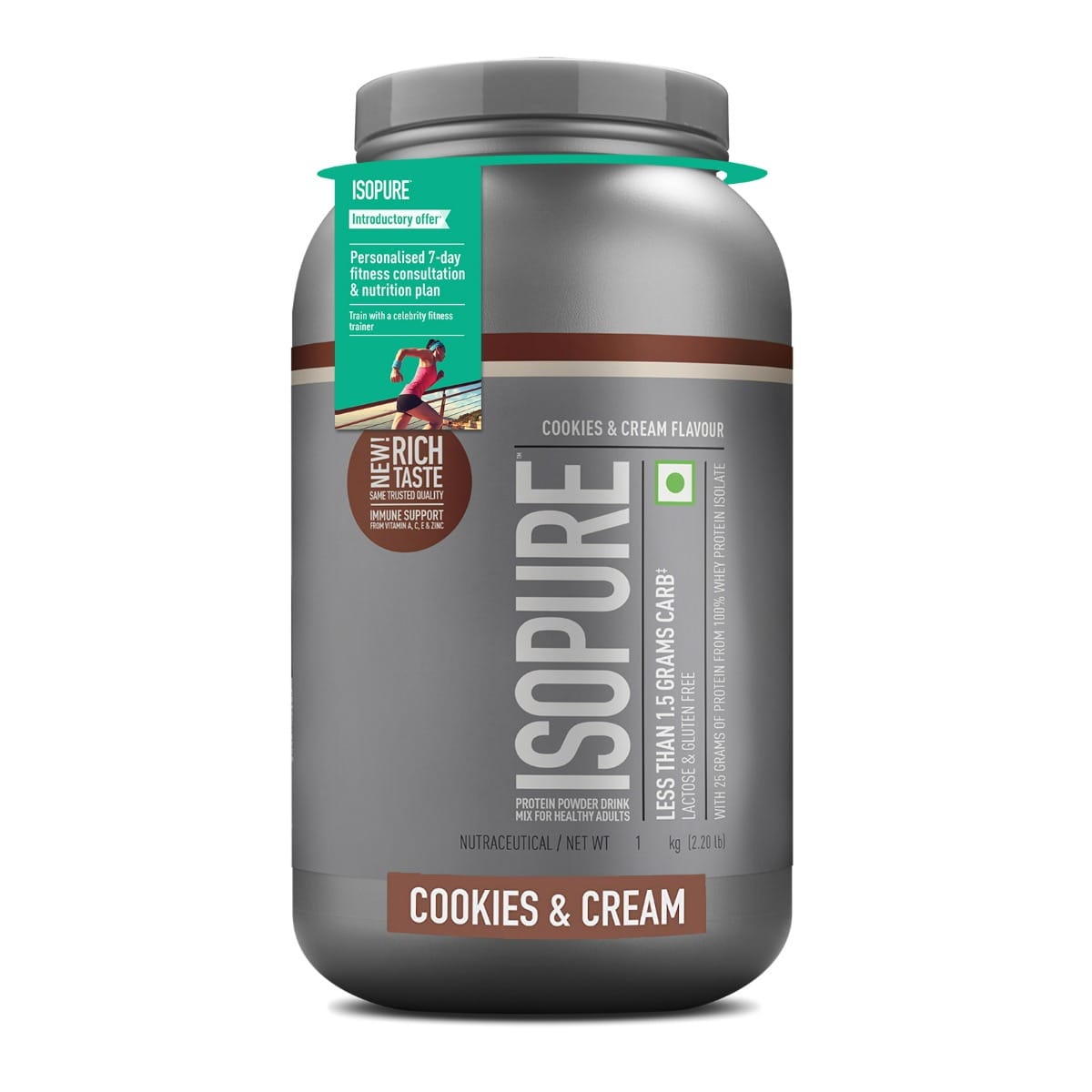 Isopure 100% Whey Isolate Protein 1 kg | 25gm Protein | Cookies & Cream Flavour | Lactose & Gluten-Free | Men & Women