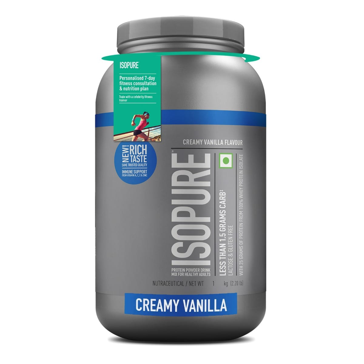 Isopure 100% Whey Isolate Protein 1 kg | 25g Protein | Creamy Vanilla Flavour | Lactose & Gluten-Free | Men & Women