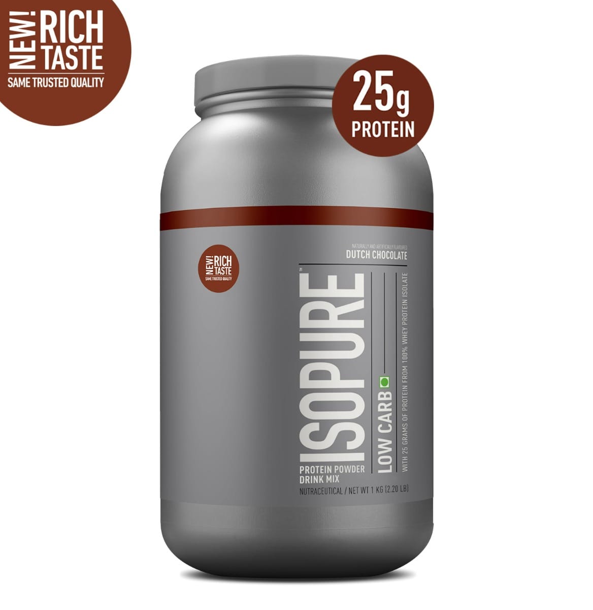 Isopure Low Carb Whey Protein Isolate Powder 1 kg | 25g Protein | Dutch Chocolate Flavour | Men & Women