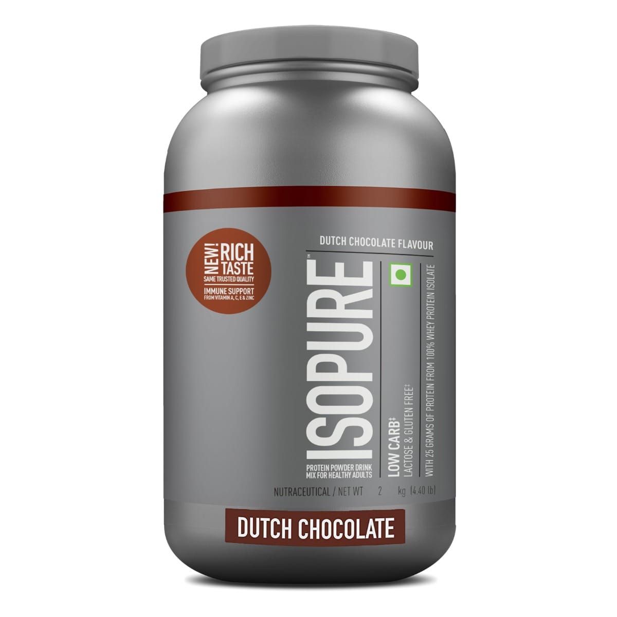 Isopure Low Carb Whey Protein Isolate Powder 4.41 lbs, 2 kg (Dutch Chocolate), 25g Protein per serve, Gluten-Free, Aspartame-Free, Vegetarian protein for Men & Women