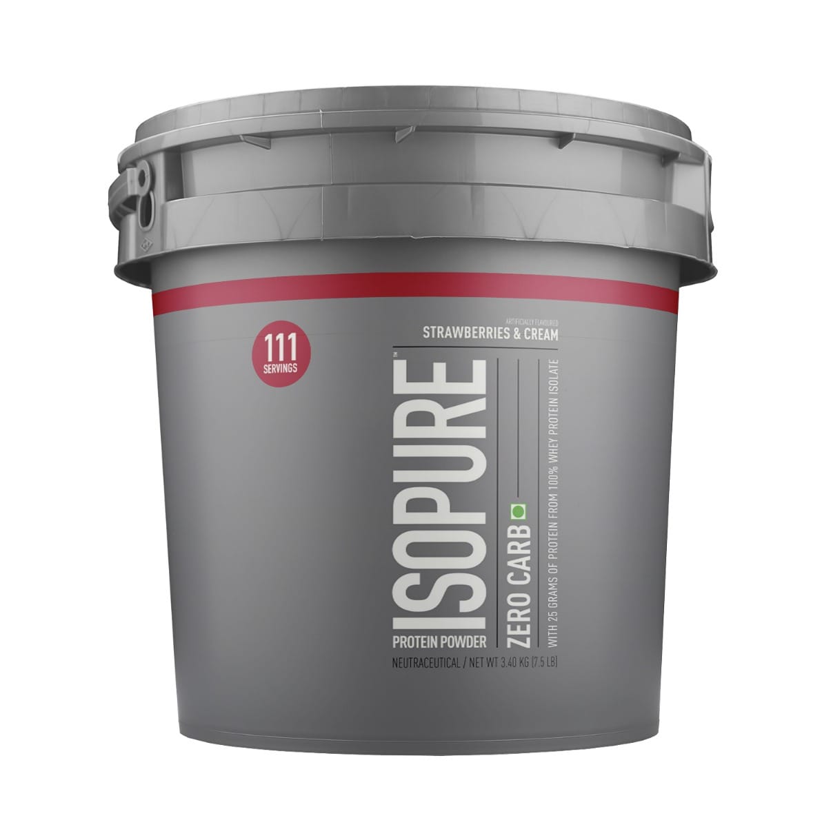 Isopure Zero Carb 100% Whey Protein Isolate Powder - 7.5 lbs, 3.4 kg (Strawberries & Cream), 25g Protein per serve, Lactose-Free, Gluten-Free, Vegetarian