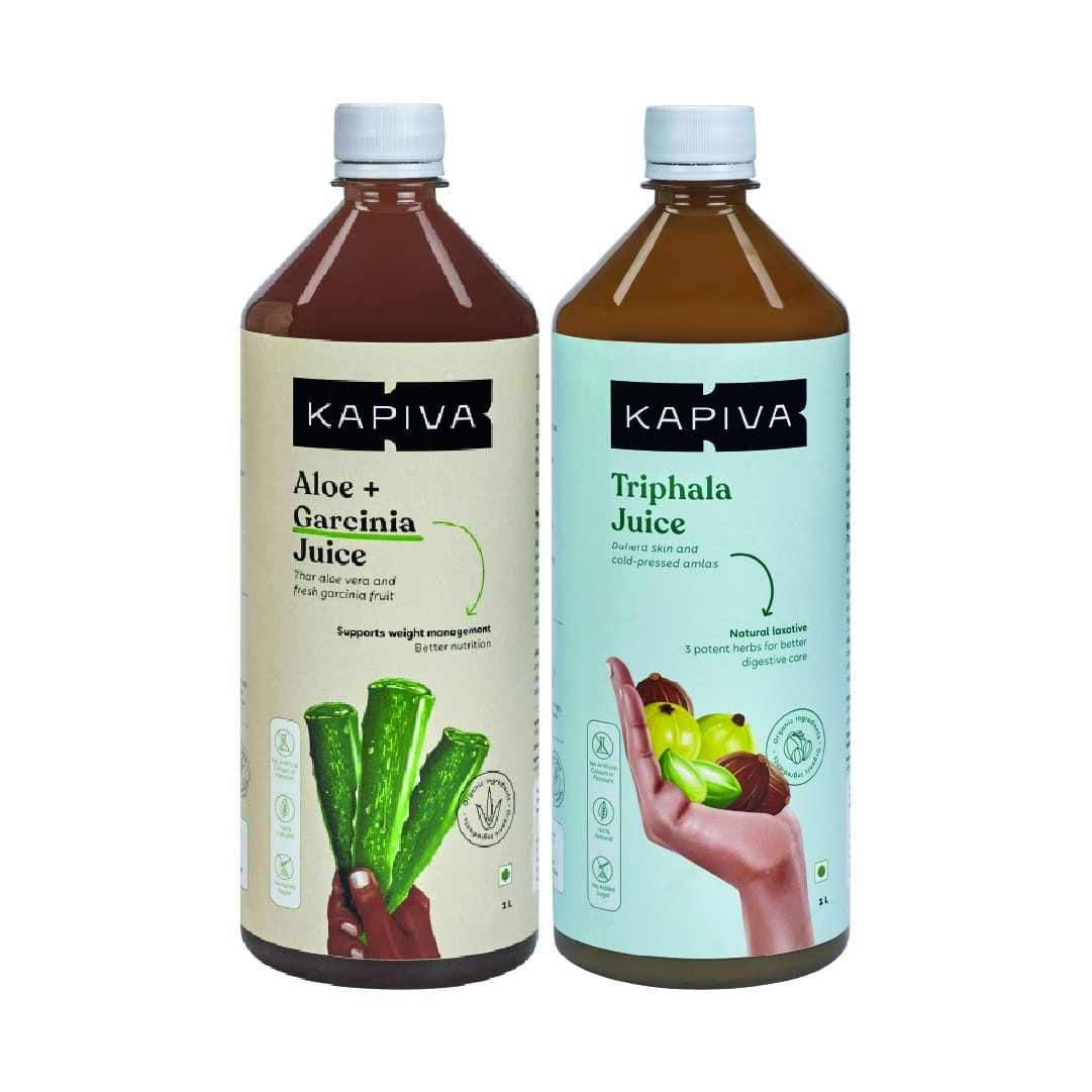 Kapiva Aloe Garcinia Juice + Triphala Juice | Weight Management with Better Digestion Combo | 100% Natural | No added sugar