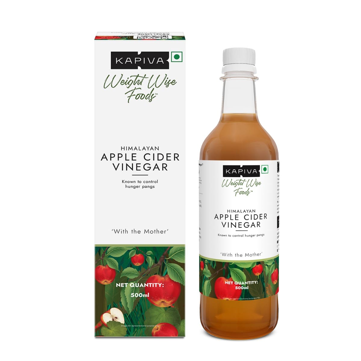 Kapiva Apple Cider Vinegar (Aids Weight Loss), 0.5 L, Unflavoured