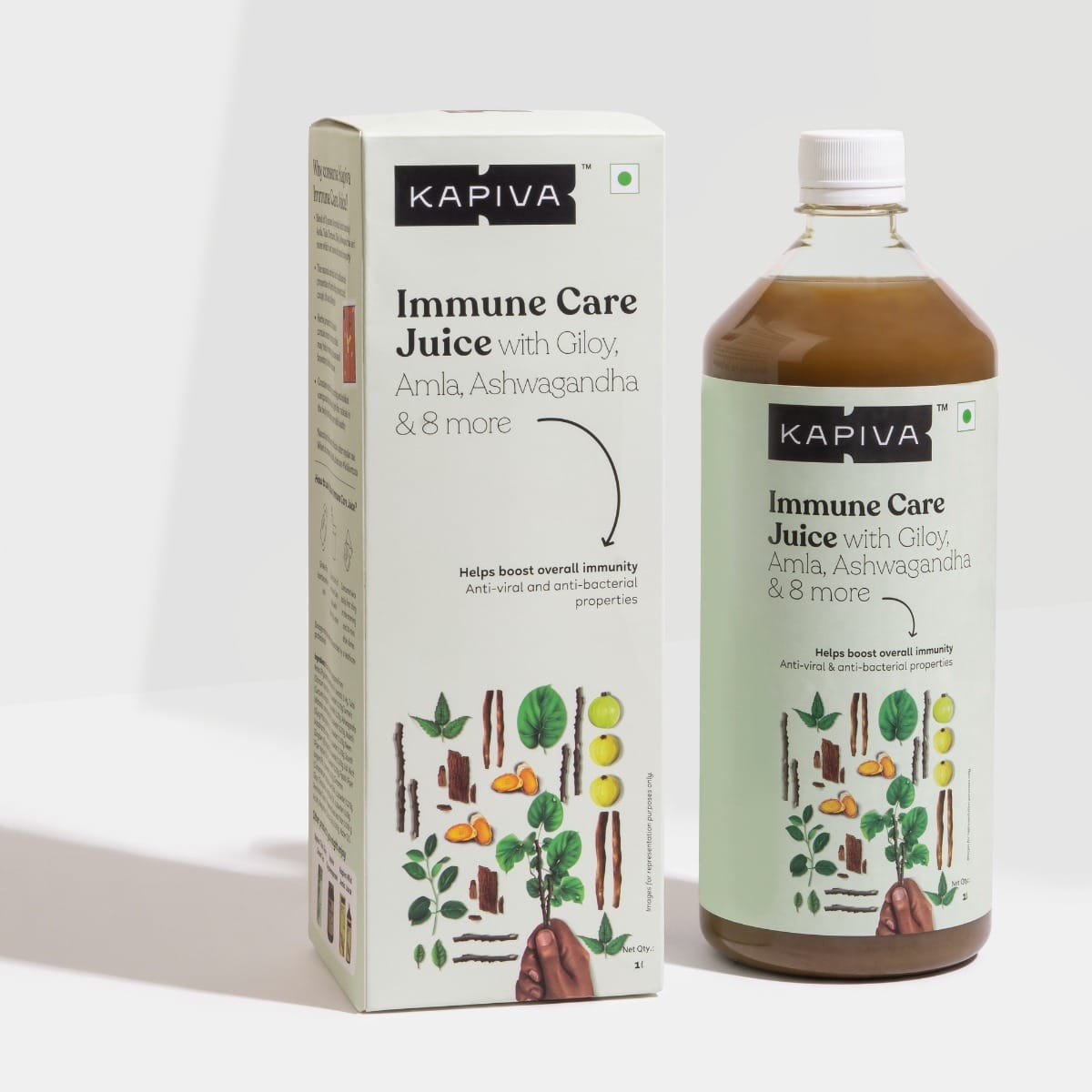 Kapiva Immune Care Juice | 11 Immune-booster herbs in 1 Ayurvedic Juice including Amla, Neem, Ashwagandha and More | Pure and Natural (1L)