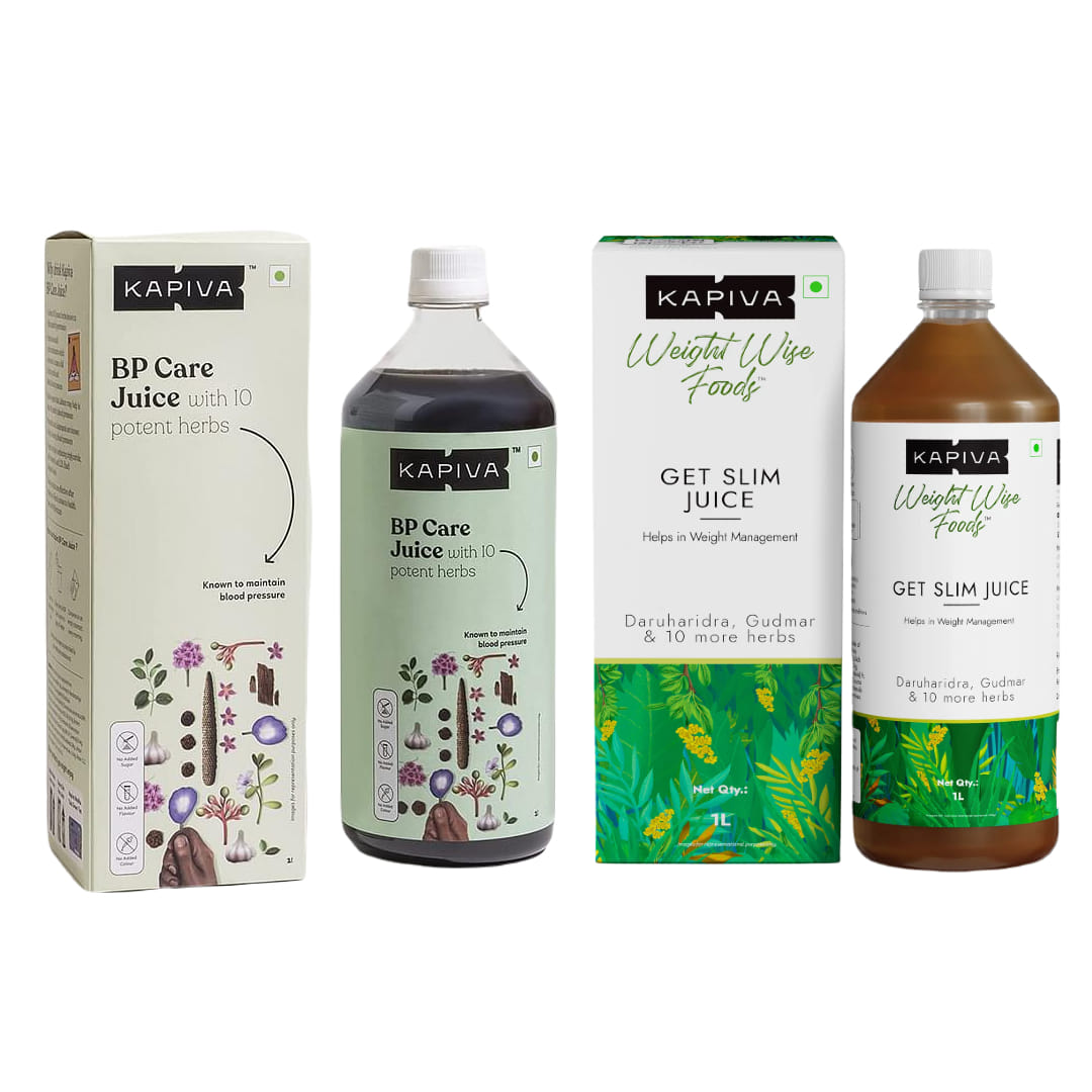 Kapiva Weight & BP Care Combo | Kapiva Get Slim Juice & Kapiva BP Care Juice (1L+1L) | Kapiva's Ayurvedic Combo for Blood Pressure and Long Term Weight Management