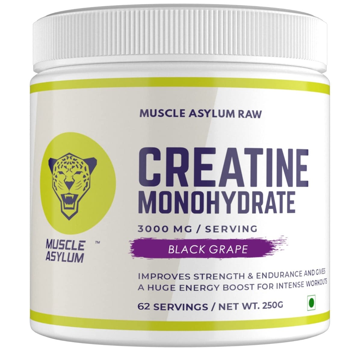 Muscle Asylum Creatine Monohydrate Powder Black Grape 250gm - (62 Servings)