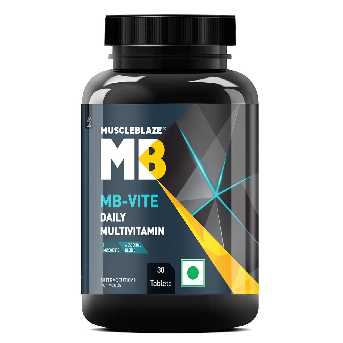 MuscleBlaze MB-Vite Daily Multivitamin with 51 Ingredients & 6 Blends, Vitamins & Minerals, Prebiotic & Probiotics, Amino Acid Blends, for Energy, Stamina & Recovery, 30 Multivitamin Tablets