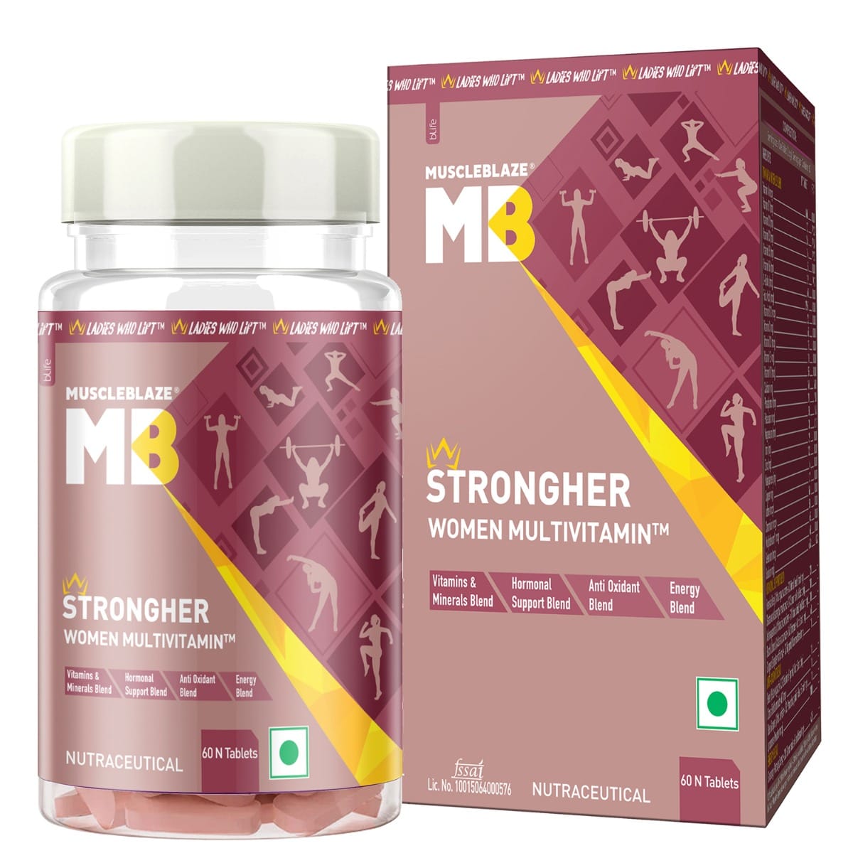 MuscleBlaze MB StrongHer Women Multivitamin, Multivitamin for Women, for Energy & Stamina, 60 Multivitamin Tablets