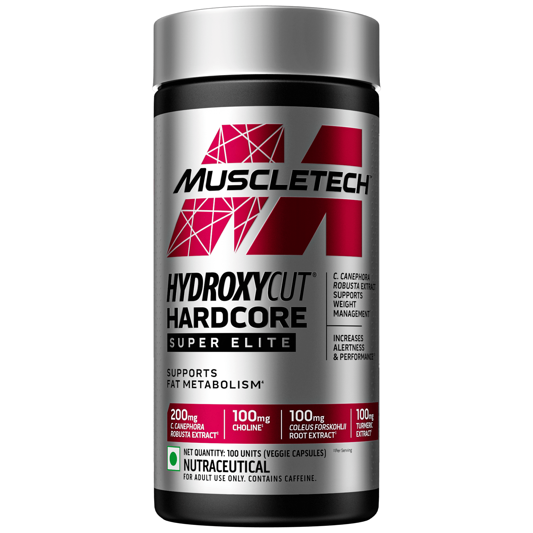 MuscleTech Hydroxycut Hardcore Super Elite | 100 capsules | Fat Metabolism Pack of 1