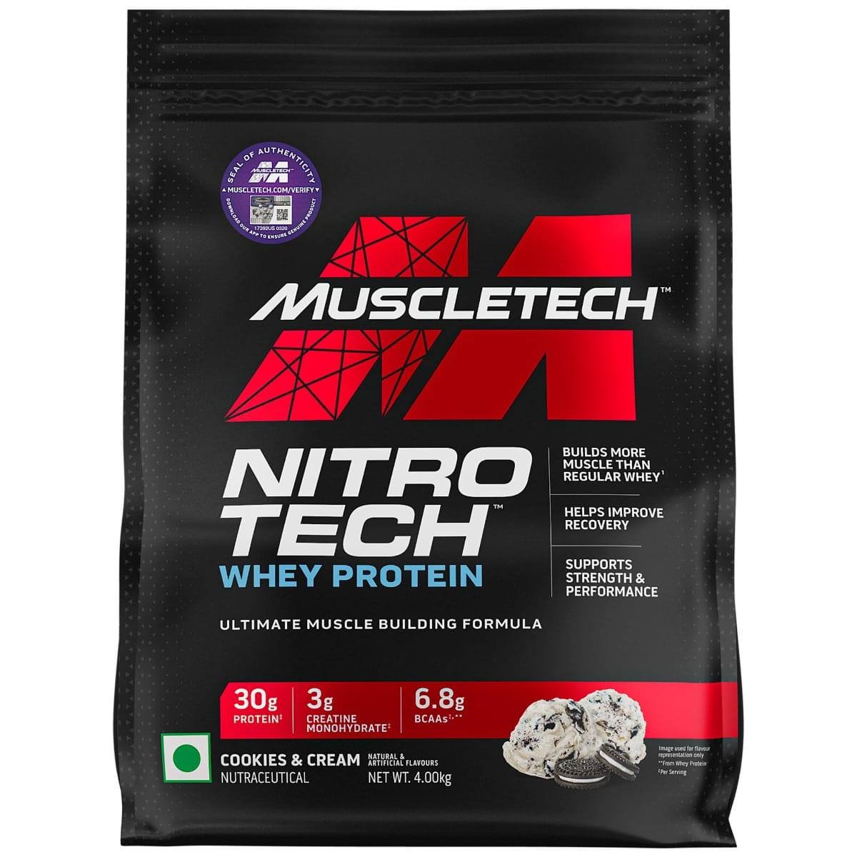 Muscletech Nitro-Tech Whey Protein Cookies &amp; Cream 4Kg - Cookies &amp; Cream