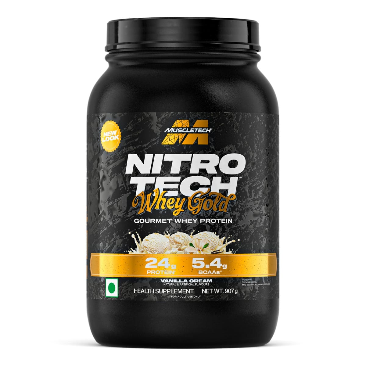 MuscleTech Nitro-Tech Whey Gold Protein Powder | 24 g Protein & 5.4 g BCAAs Per Serving | Supports Lean Muscle & Faster Recovery | Vanilla Cream | 907 g