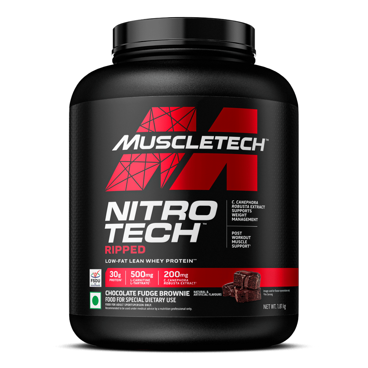 MuscleTech Performance Series Nitro-Tech Ripped Chocolate Fudge Brownie 4 Lbs (1.81kg)